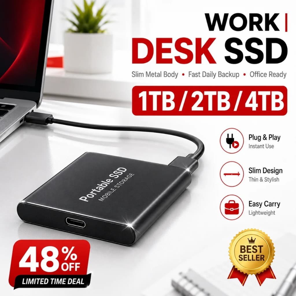 Disco Rígido SSD Externo De 1 Tb Portátil Tipo C USB 3.2 Armazenamento Rápido Para Telefone , Laptop , Mac , Console De
