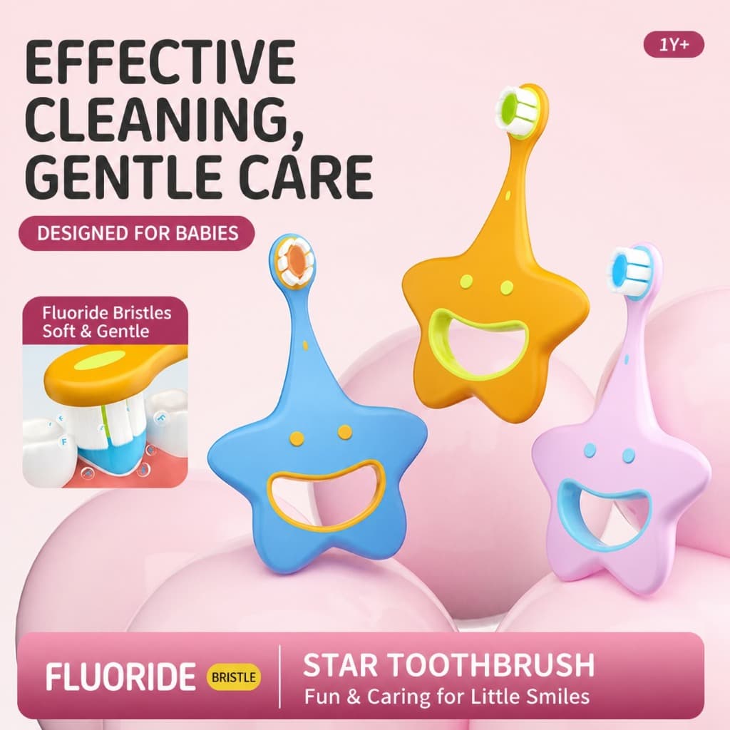 Escova De Dentes Estrela Envolvente 360 Para Primeiros Do Bebê , Cerdas De Flúor Ultramacias De 0.1 Mm Gengivas Sensívei