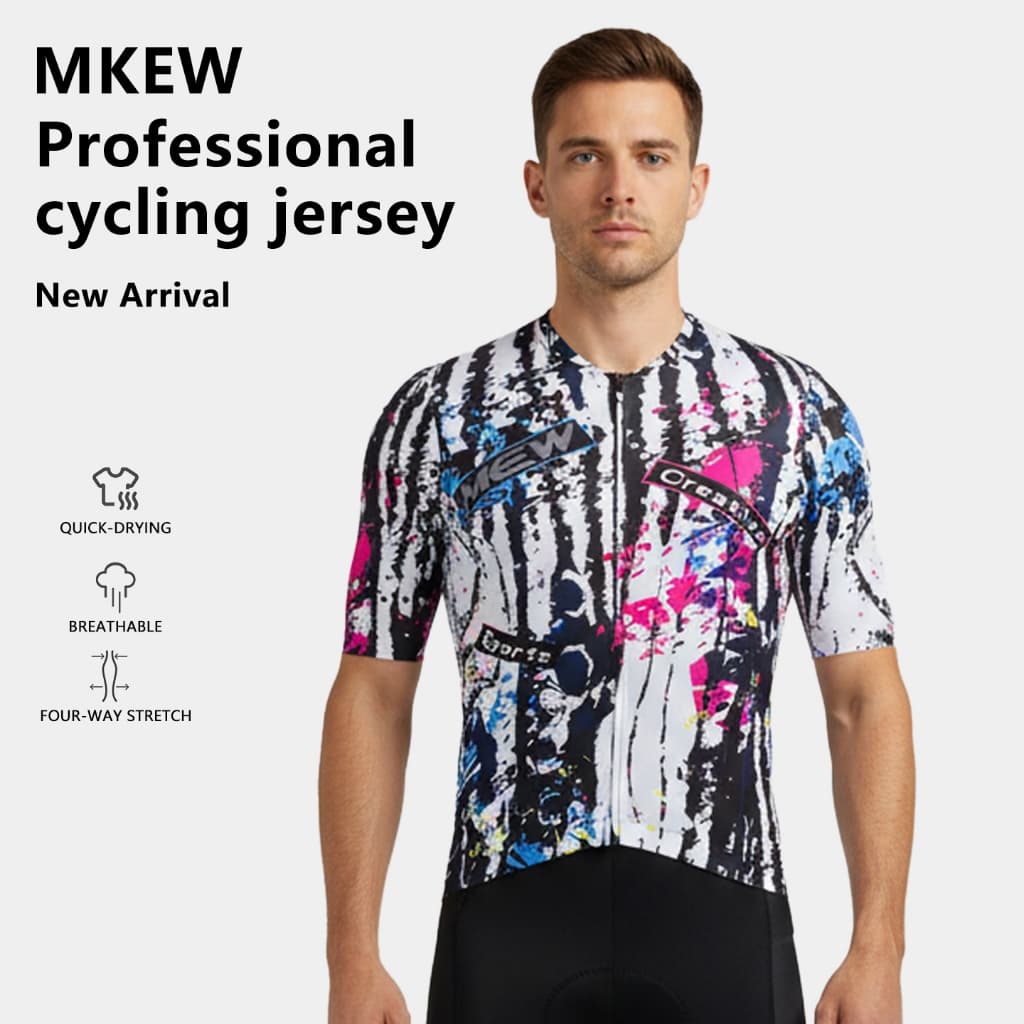 MKEW Moda Graffiti Camisa De Ciclismo Verão Manga Curta Corrida Tops Masculino Respirável Bicicleta