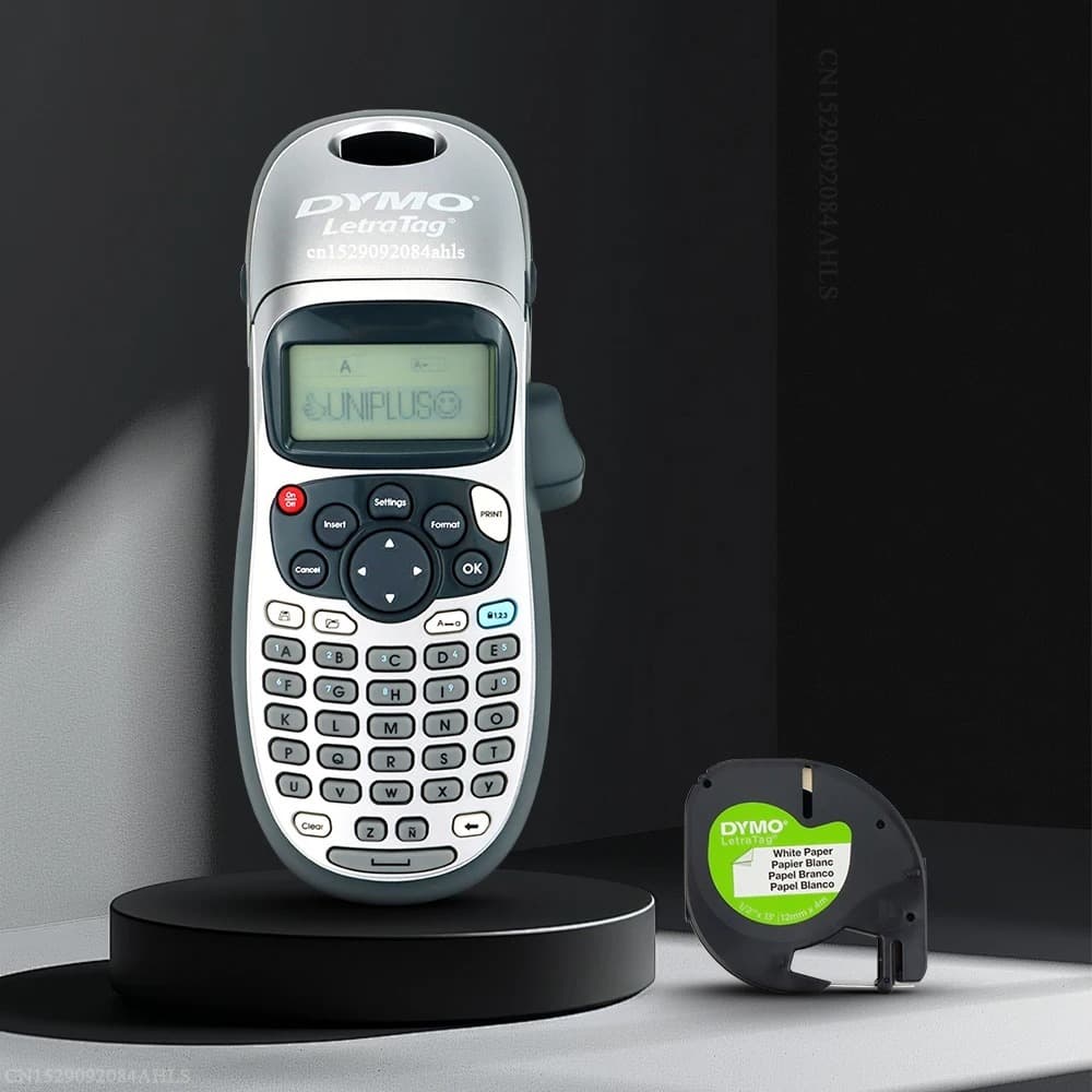 Teclado Portátil Para Impressora De Etiquetas Dymo Letratag LT-100H Com Recarga De Fita De Etiqueta Compatível 91201 913