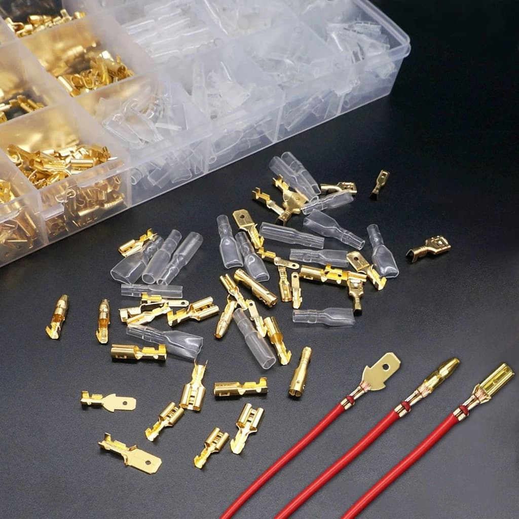 kit 135pcs Terminais De Conectores 2,8/4,8/6,3mm Crimpagem Macho Fêmea Cor Ouro/Prata