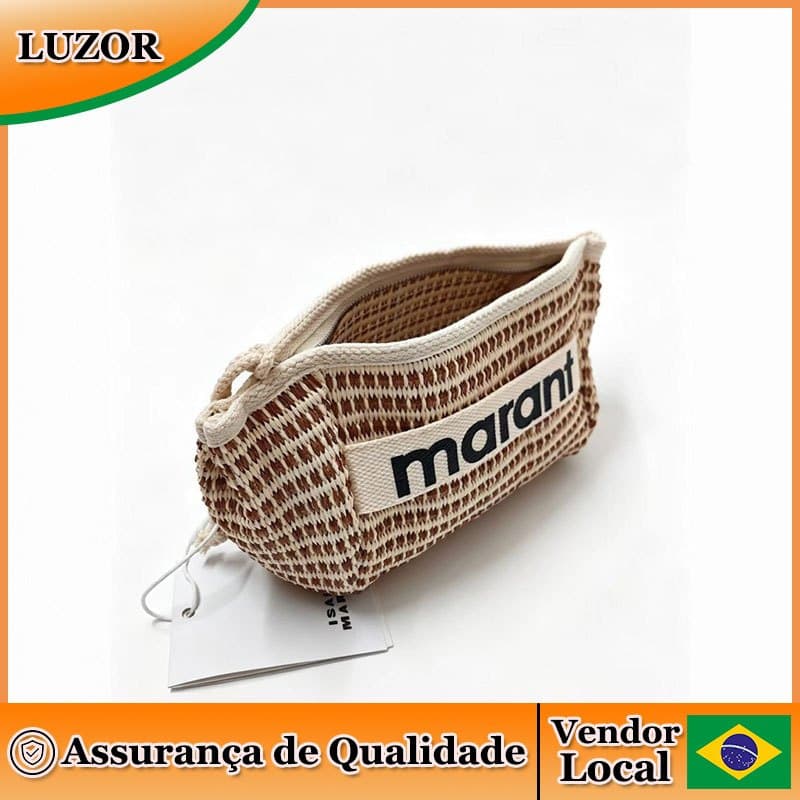 Bolsa feminina tecida à mão, bolsa de praia, Design listrado de grande capacidade