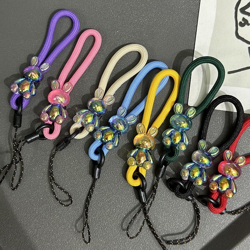 Anel de cordão para celular, corda curta, desenho animado criativo, corda curta, capa de telefone, corrente Anti-perda