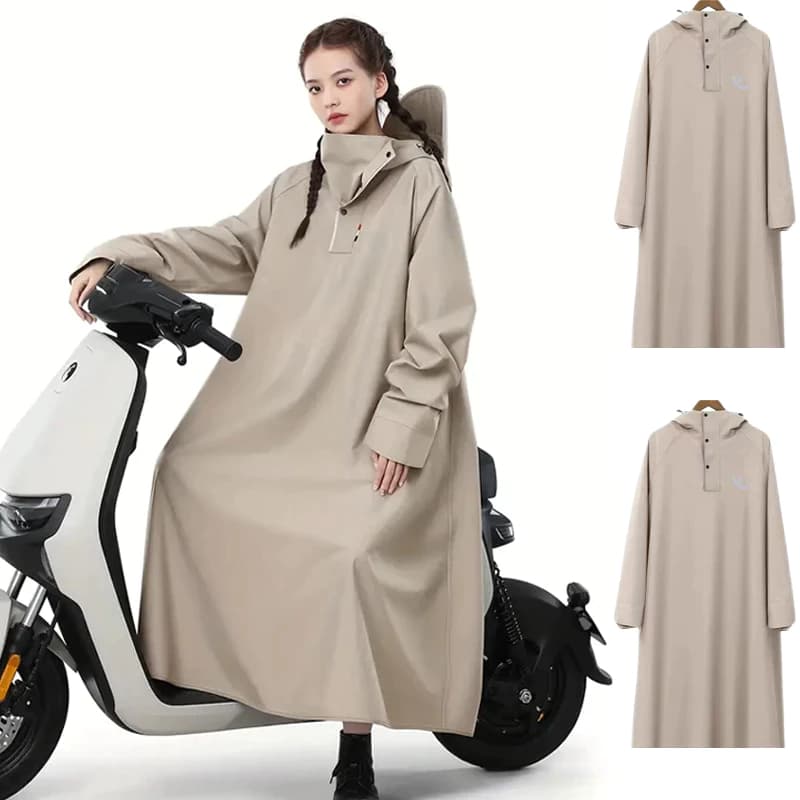 Capa Chuva Moto Longa Impermeável Capuz Ajustável Anti-vento Corpo Inteiro