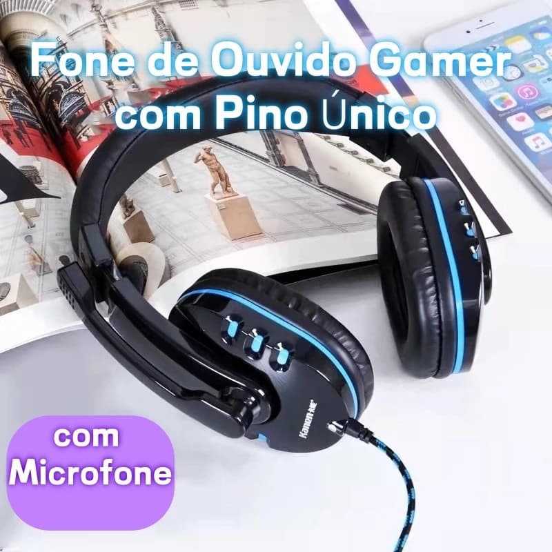Fone De Ouvido Gamer Com Microfone Para PC Ps4 Computador Celular , P3