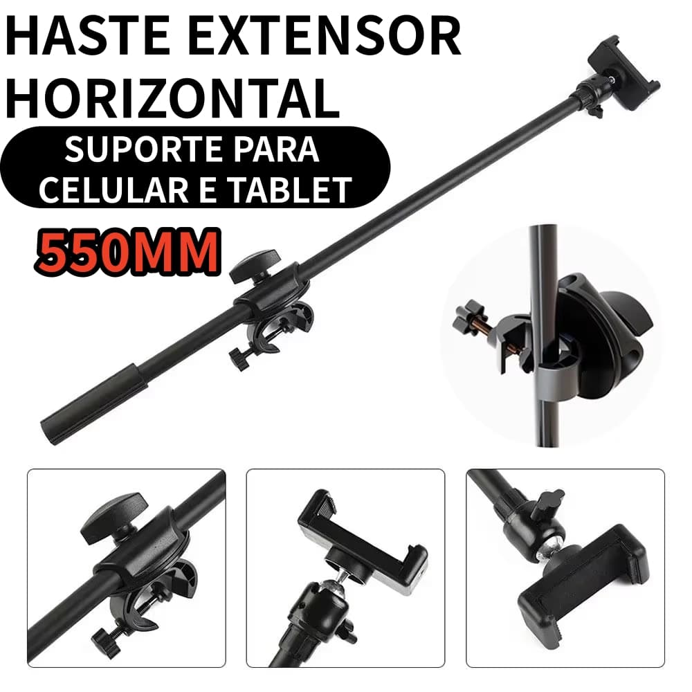 55cm suporte de telefone suporte de extensão projetado 3/8 rosca barra transversal