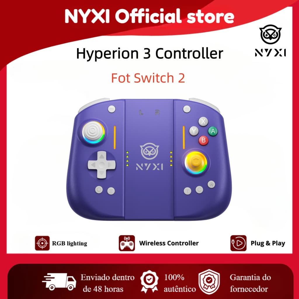 Joypad Sem Fio NYXI Hyperion 3 Para Switch 2 Roxo