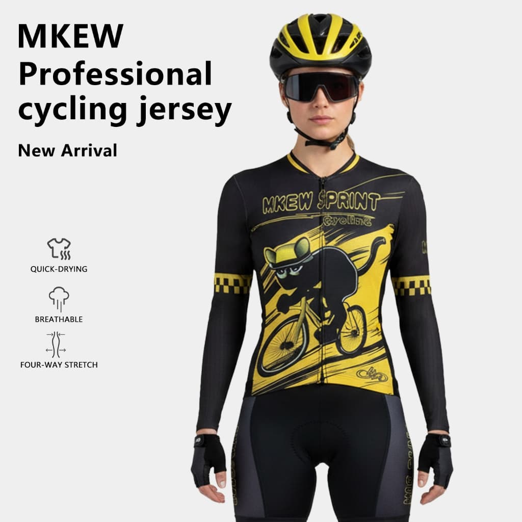MKEW Camisa Feminina De Ciclismo Manga Comprida Top Respirável De Estrada De Secagem Rápida Com Três Bolsos
