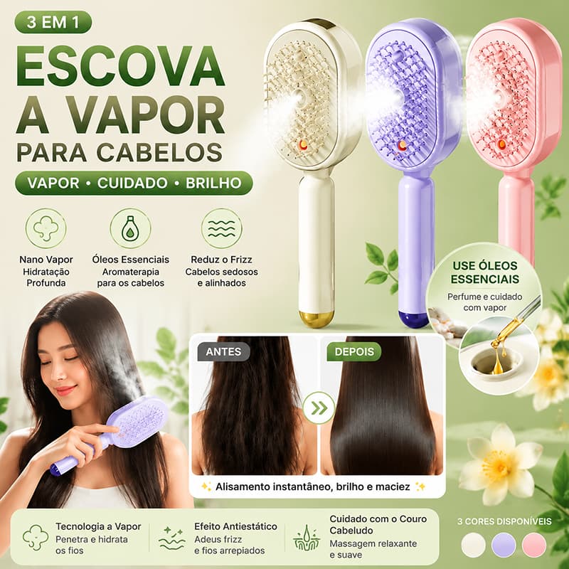 Spray Elétrico Almofadas De Ar Massagem Pente 3 Em 1 Auto Limpeza Vapor Óleo Essencial Escova Recarregável
