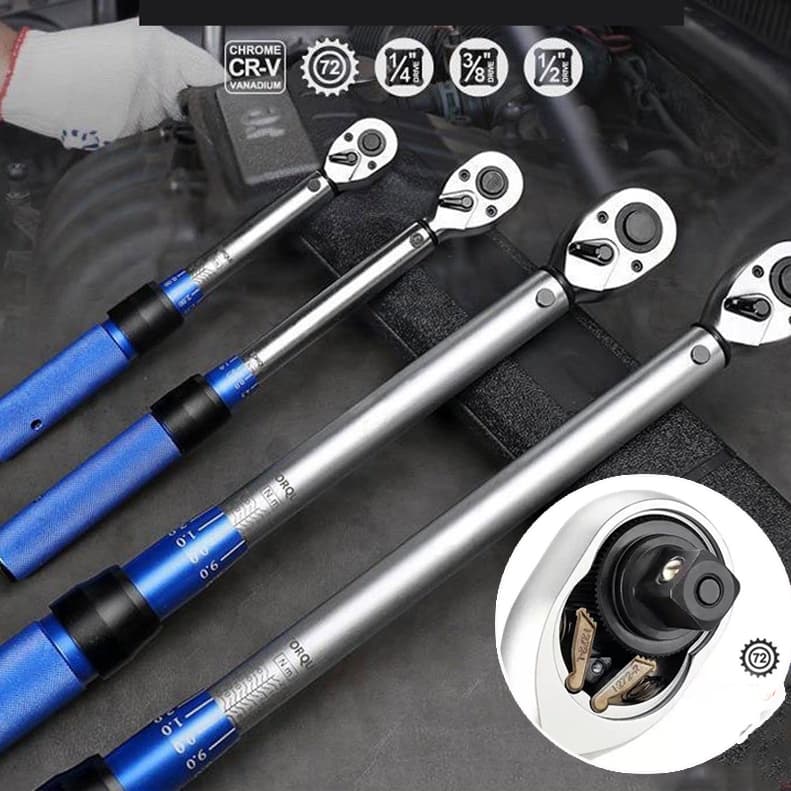 Chave De Torque De Acionamento De 1/4 " 3/8 " 1/2 " , Mestre Ajustável De Dupla Direção De 72 Dentes Para Reparo De Bici