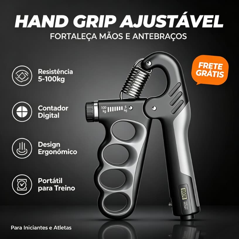 100kg Kit Hand Grip Flexor De Punho com Contador Ajustável Exercício Para Mãos Mola TreinarAntebraço