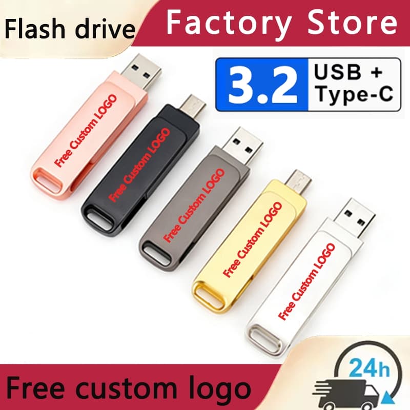 Unidade Flash portátil USB3.2 de alta velocidade 2TB-32GB TYPE-C Interface dupla