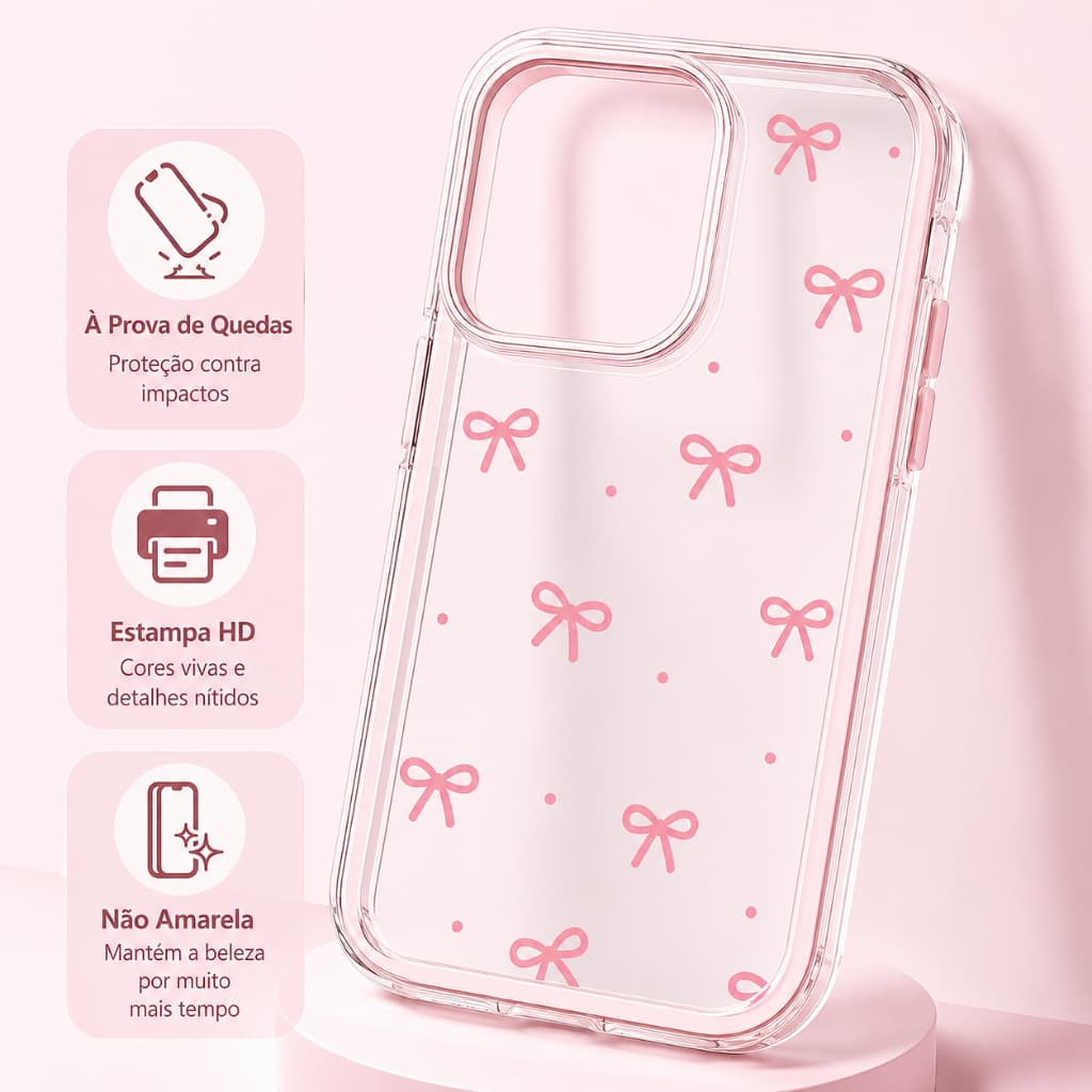 🔥Bowknot Capa Capinha Para iPhone 17 16 15 14 13 12 11 XR Pro Max Plus Transparente Silicone