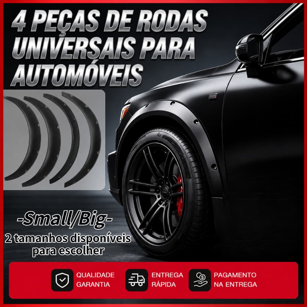 Par de 4 Para-lamas Universal Flexível 2 Tamanhos 795mm/870mm Tuning Automotivo Preto