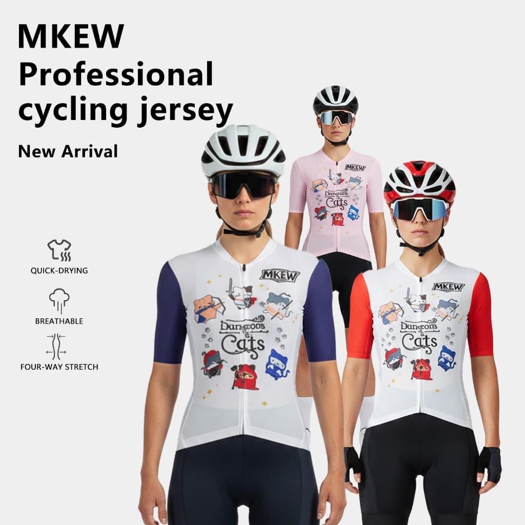 MKEW Camisa Feminina Clássica Branca Para Ciclismo , Manga Curta , Top De Corrida , Verão , Bicicleta , Confortável Cicl
