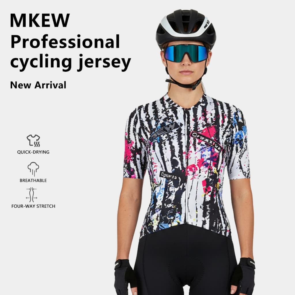 MKEW Engraçado Camisa De Ciclismo Mulheres Verão MTB Bicicleta Jersey Anti-UV Corrida Esporte Roupas De Desgaste De Cicl