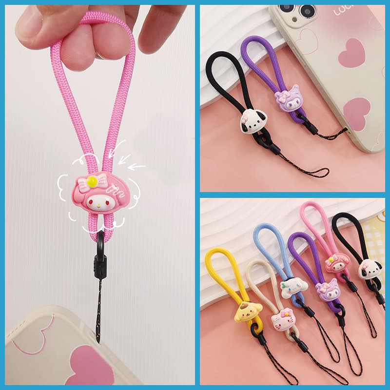 Anel de cordão para celular, corda curta, desenho animado criativo, corda curta, capa de telefone, corrente Anti-perda