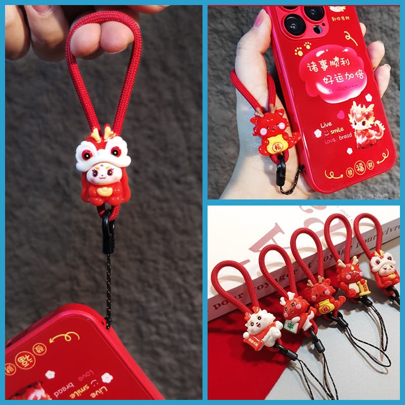 Anel de cordão para celular, corda curta, desenho animado criativo, corda curta, capa de telefone, corrente Anti-perda