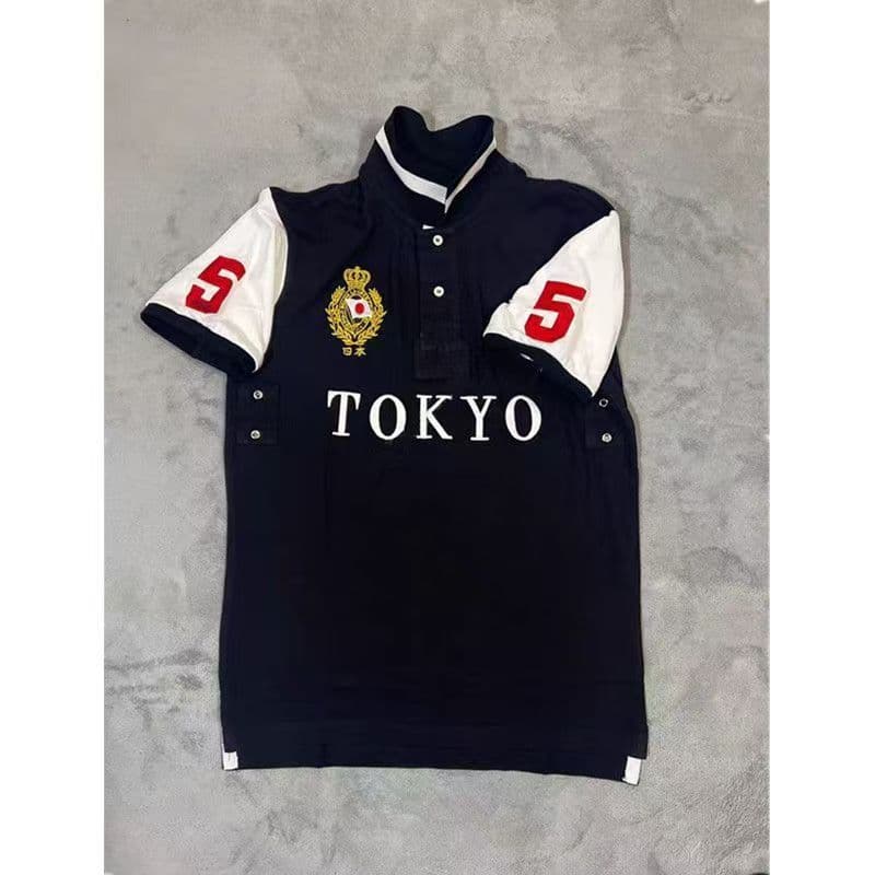 Camisa polo masculina de algod茫o puro manga curta camiseta ver茫o neg贸cios Casual cidade bordado lapela camisa polo topo