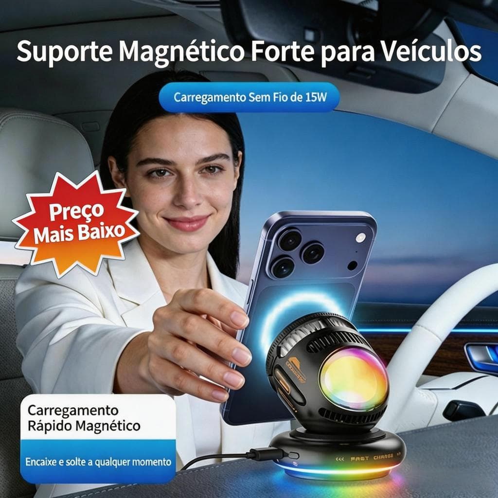 [Pronta Entrega]magnético de carregamento sem fio para celular, ventilador de resfriamento magnético de gelo, luz ambien