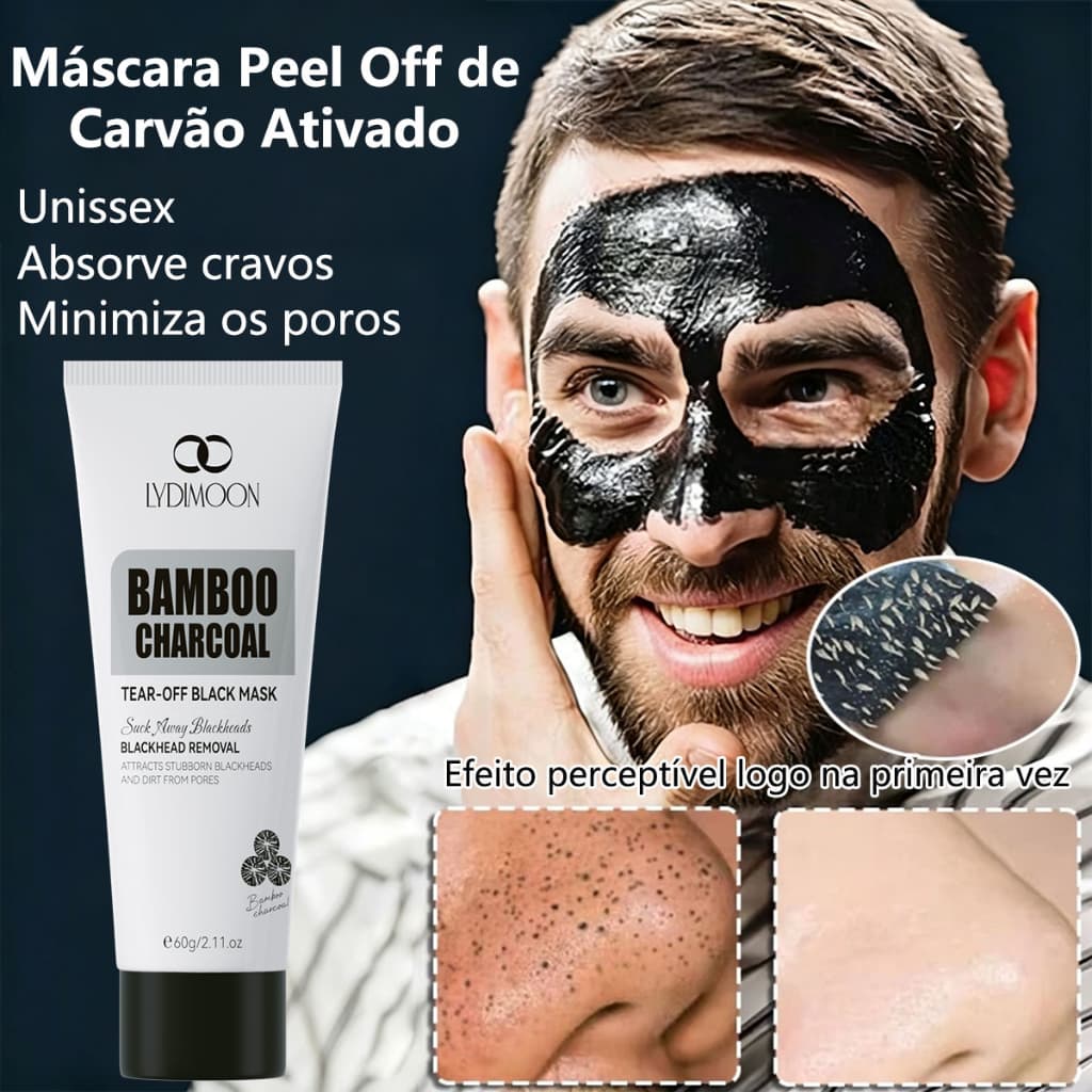 Máscara Facial Peel Off de Carvão Ativado Máscara Negra Removedor de Cravos Limpeza de Poros Controle Oleosidade Unissex