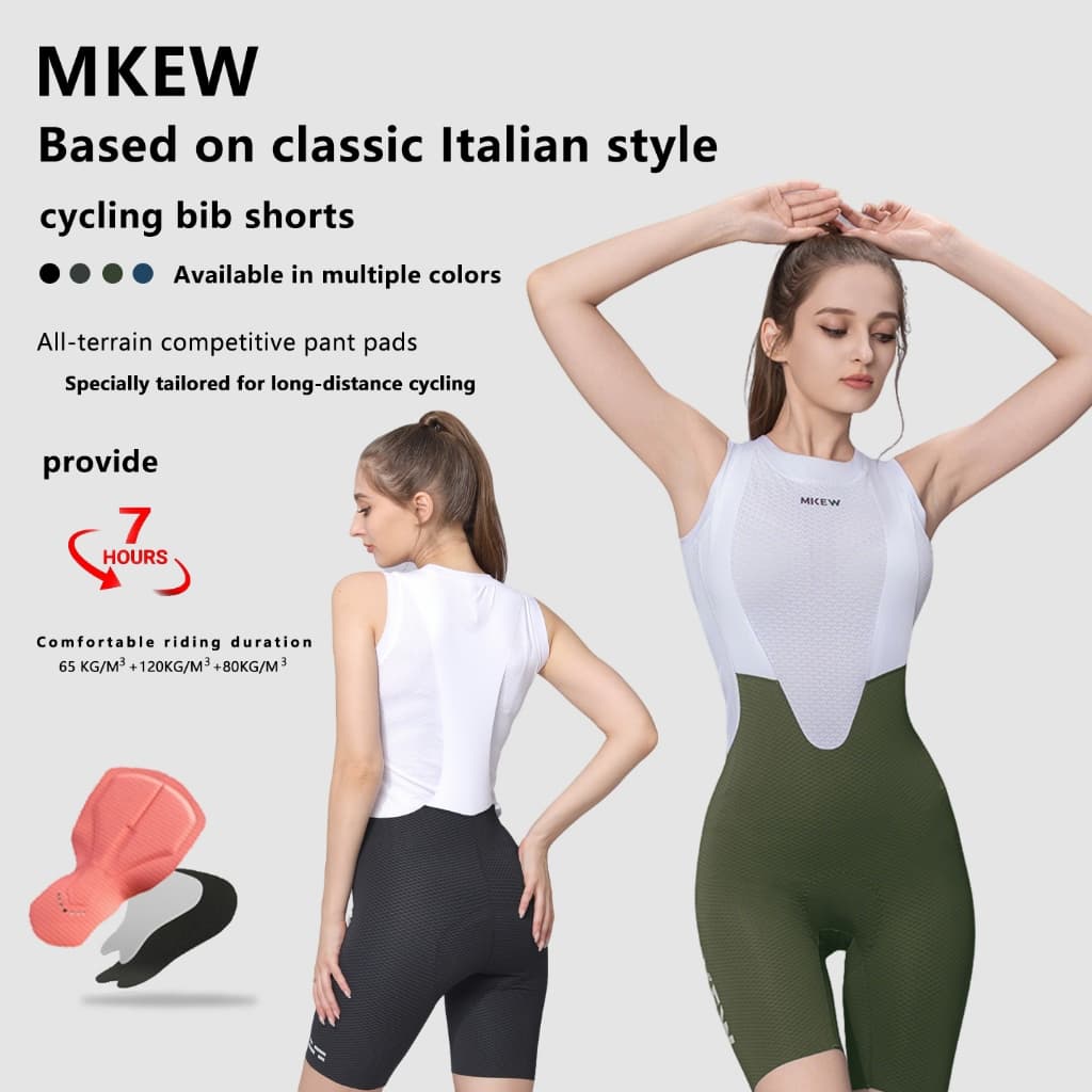 MKEW Comfort High Elastic Feminino Ciclismo Bib Shorts Antiderrapante Acolchoado Absorção De Choque MTB Bicicleta De Est