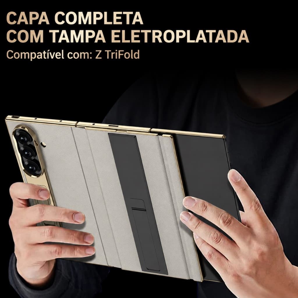 Samsung ZTriFold tela dobrável três-dobrável caso de telefone de couro liso Flip caso de couro com suporte com tudo incl