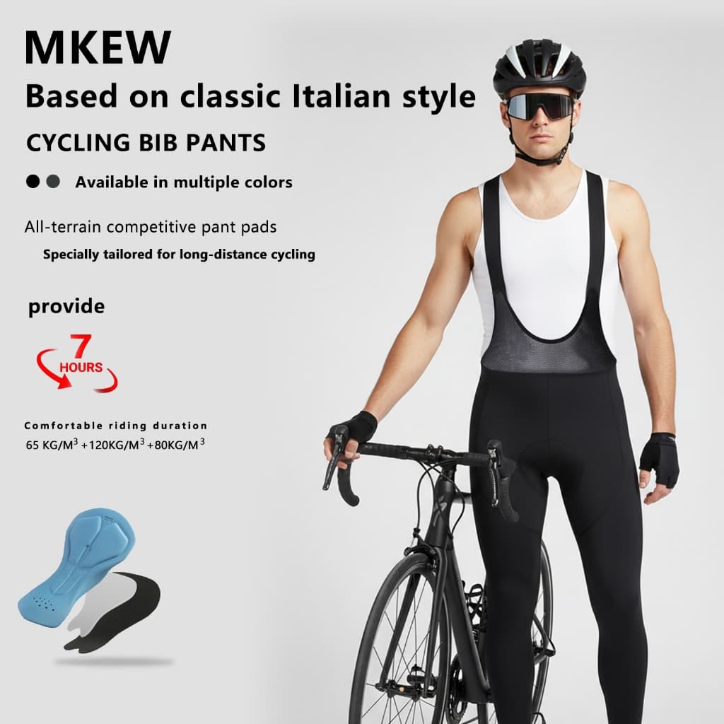 MKEW Homens Ciclismo Bib Calças Almofada 3D Calça Legging Sem Costura Bolsos Respiráveis Collants