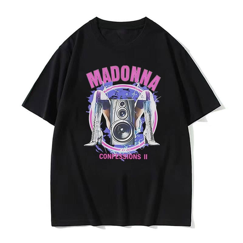 Camisetas Femininas Masculinas M-Madonna Confissions II Cantor Camiseta De Algodão Exclusiva De Manga Curta Com Gola Red