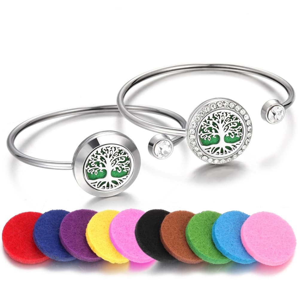 Pulseira De Aromaterapia Da Árvore Vida , Punho , Liga De Cristal , Aço Inoxidável , Difusor Perfumado , Esperança , Cor