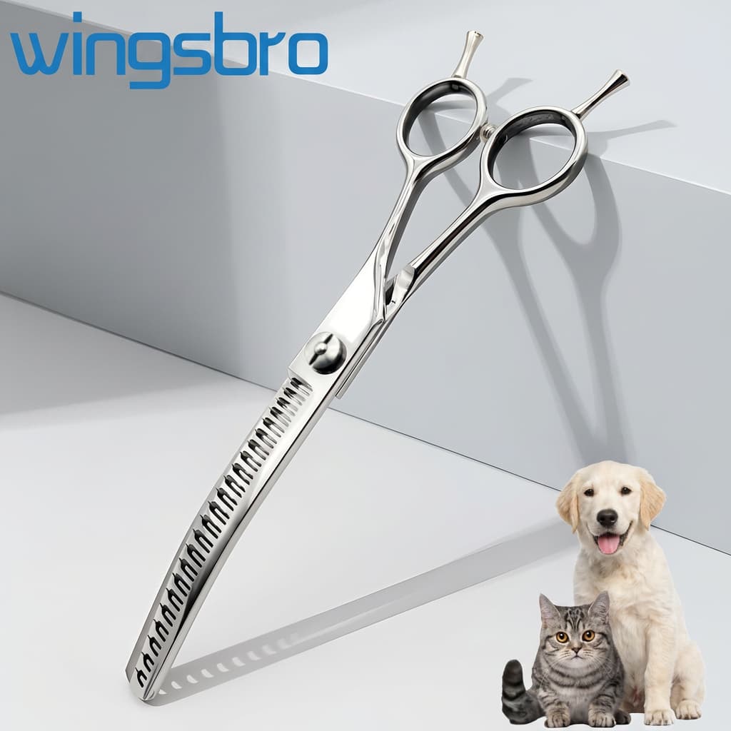 wingsbro Tesoura Curvada Para Cães De 7 Polegadas , Curva De Tubarão Aparar Pêlos