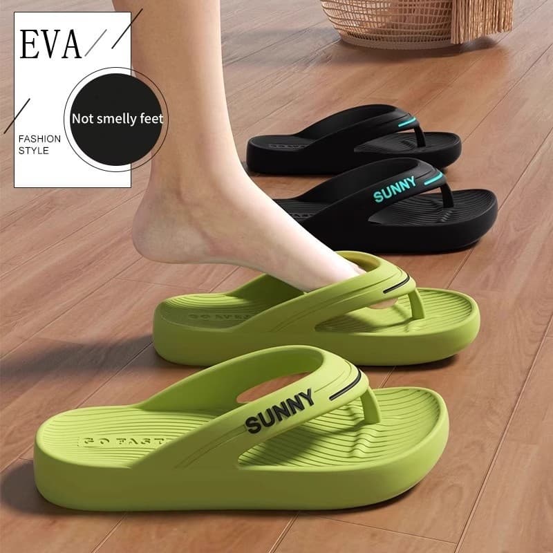 Chinelos femininos verão exterior usar grosso sola macia flip-flops antiderrapante desodorante praia EV