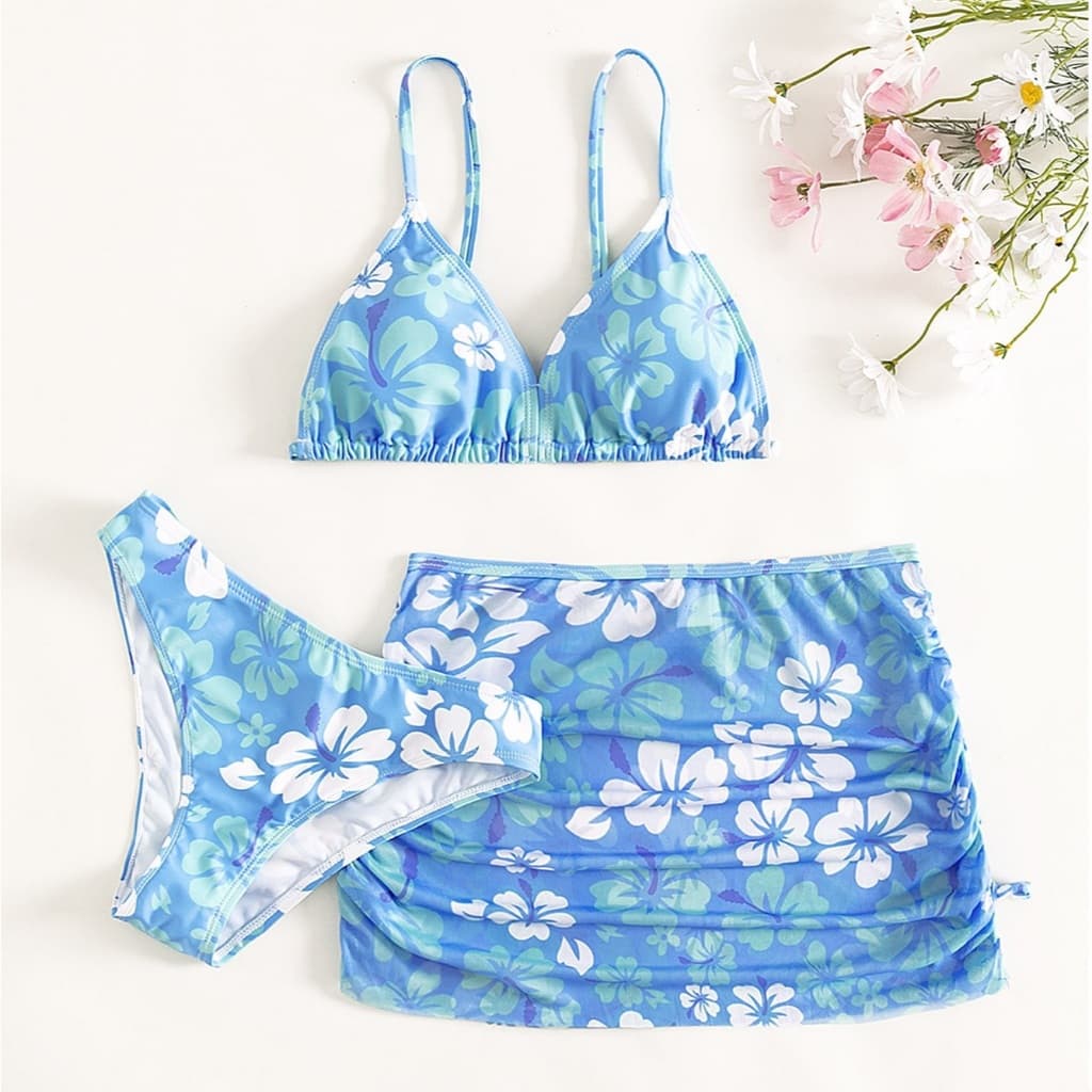 Maiô infantil de três peças 2026 novo estilo estampado para meninas maiô comércio exterior estoque pronto