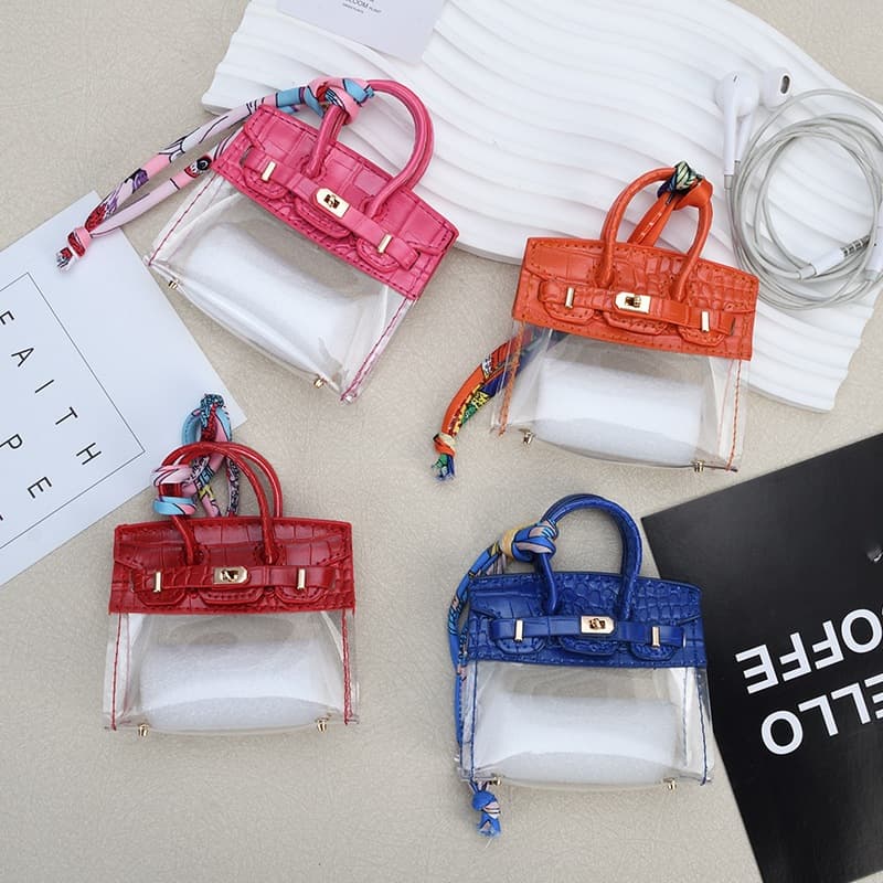 Caso chave do carro transparente Mini crocodilo padrão saco ornamentos requintado fone de ouvido saco batom