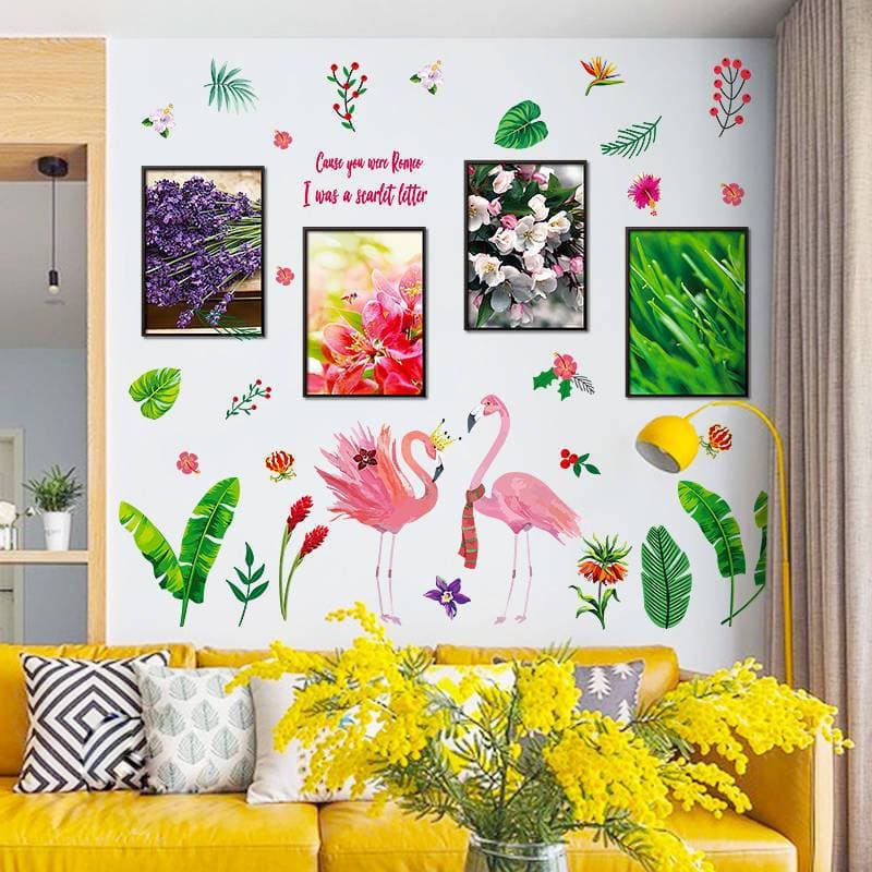 HJ106 Conjunto de combinação de duas peças Decoração de vida doméstica Adesivos de parede Padrão de planta Animal Adesiv