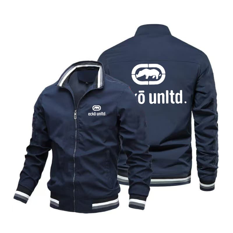Jaqueta Masculina Com Zíper E Botões-Ecko-Casaco De Beisebol casual Estampado-Leve À Prova De Vento Esportiva Para Camin
