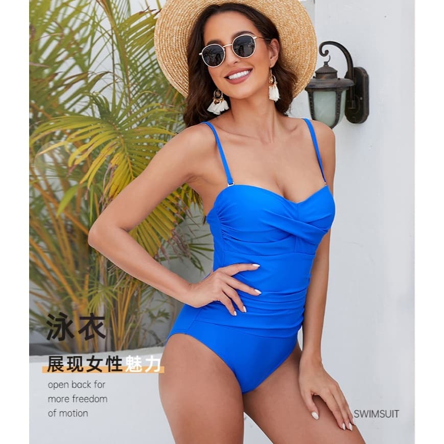 Maiô feminino estilo americano tamanho grande triângulo estilingue maiô de uma peça 2026 novo estilo cor sólida Halter p