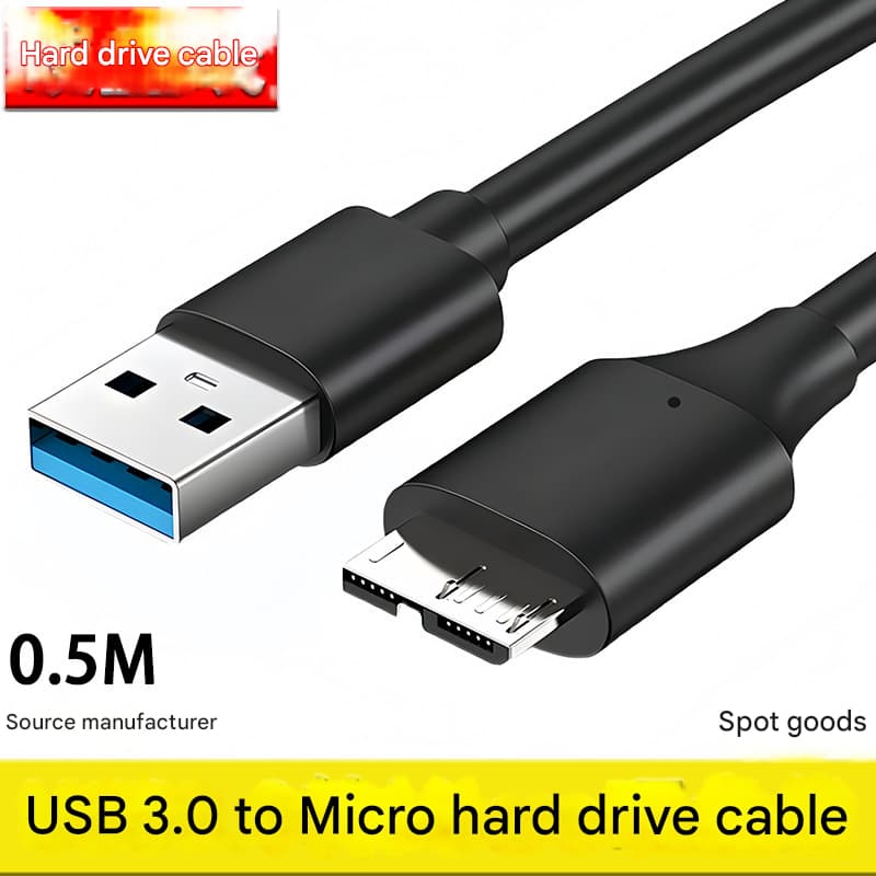 Cabo de dados USB 3.0A para Micro B 5 Gbps, adequado para disco rígido externo