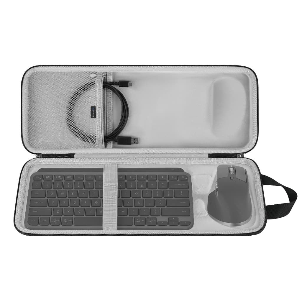 Capa De Teclado Geekria Compatível Com MX Keys Mini + Master 4/3S , Bolsa De Transporte Combinada E Mouse (Cinza Escuro)
