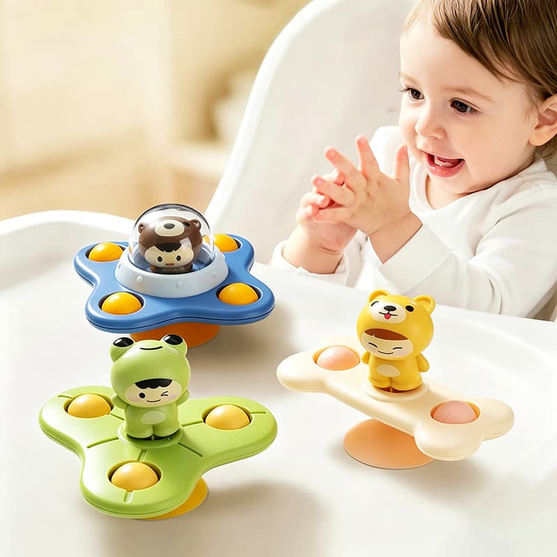 Brinquedos Giroscópios Para Mordedor De Banho De Bebê- De Ventosa Giratório De Desenho Animado Bebês E Crianças