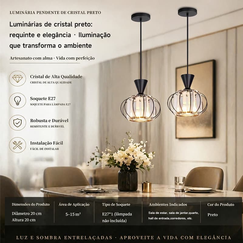 Lustre De Cristal De Luxo Acessível ,Adequado Para Salas E Quartos ,Preto/Dourado 3 Cores(110V220V)