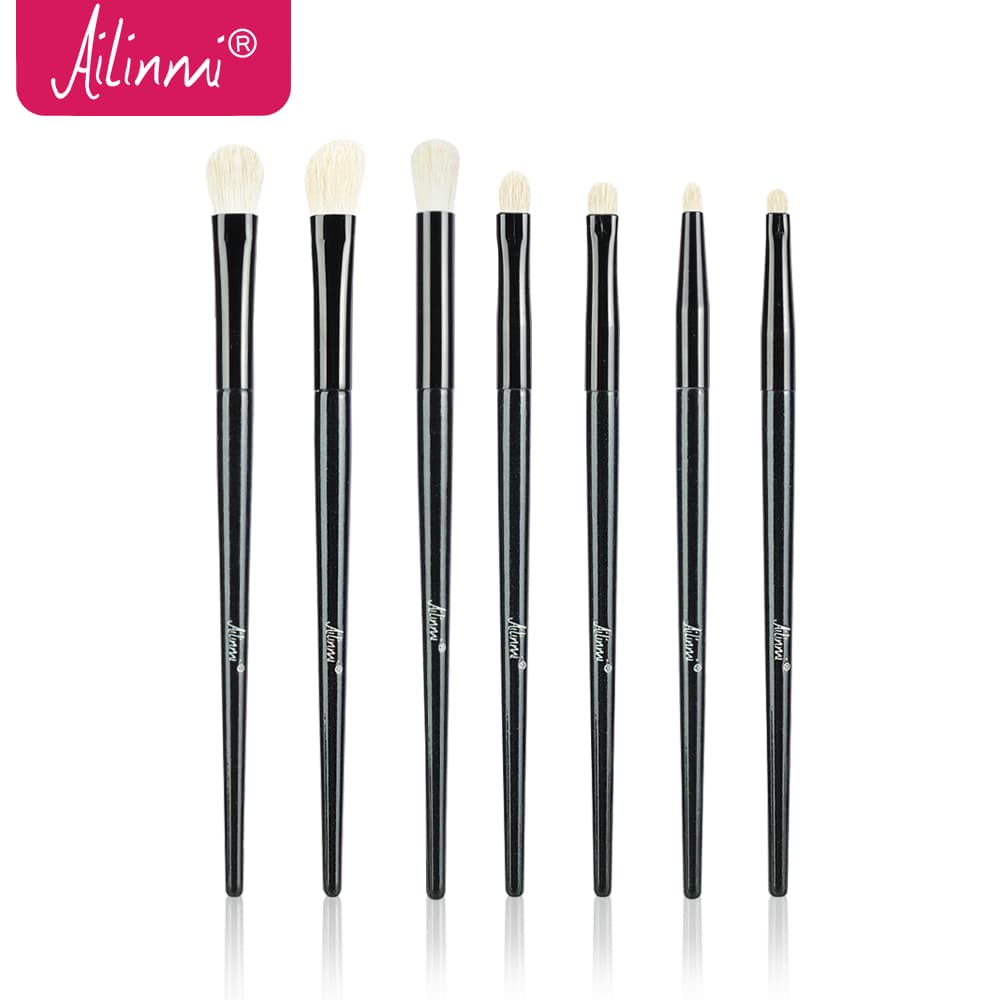 Ailinmi Conjunto 7 Pincéis para Olhos em Pelo Natural de Cavalo, Cerdas Macias para Esfumar Sombra