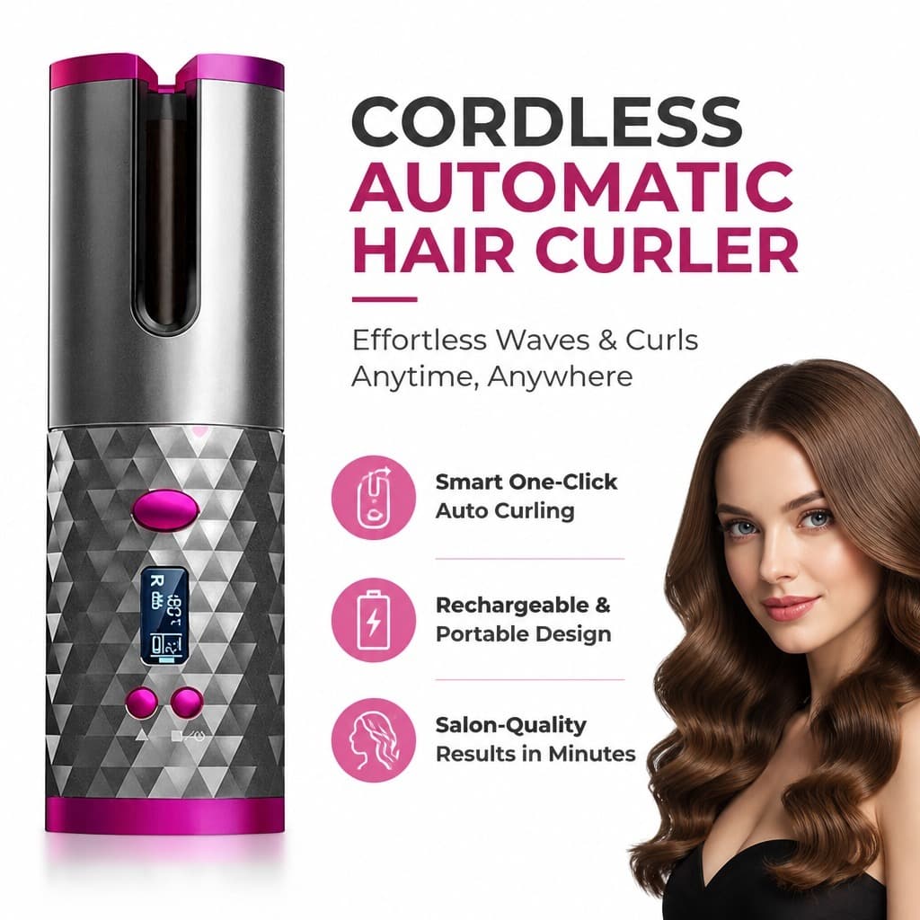 Modelador De Cabelo Automático Sem Fio-Ferro De Ondulação Inteligente Com Um Clique , Ferramenta De Estilo Portátil Anti