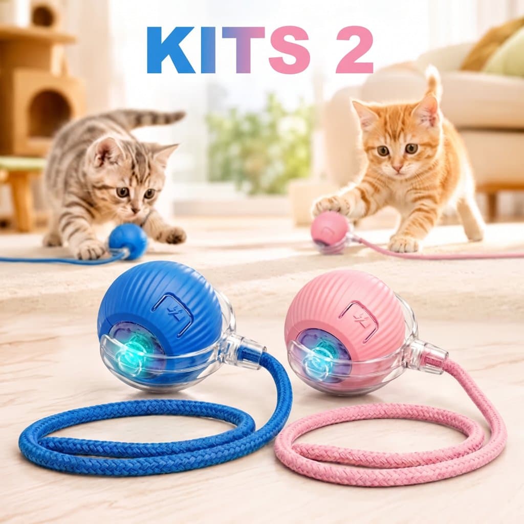 2 Pacotes USB Recarregável Inteligente Pet Bola Interativa Anti-Doração Brinquedo Auto-Jogar Para Cães E Gatos