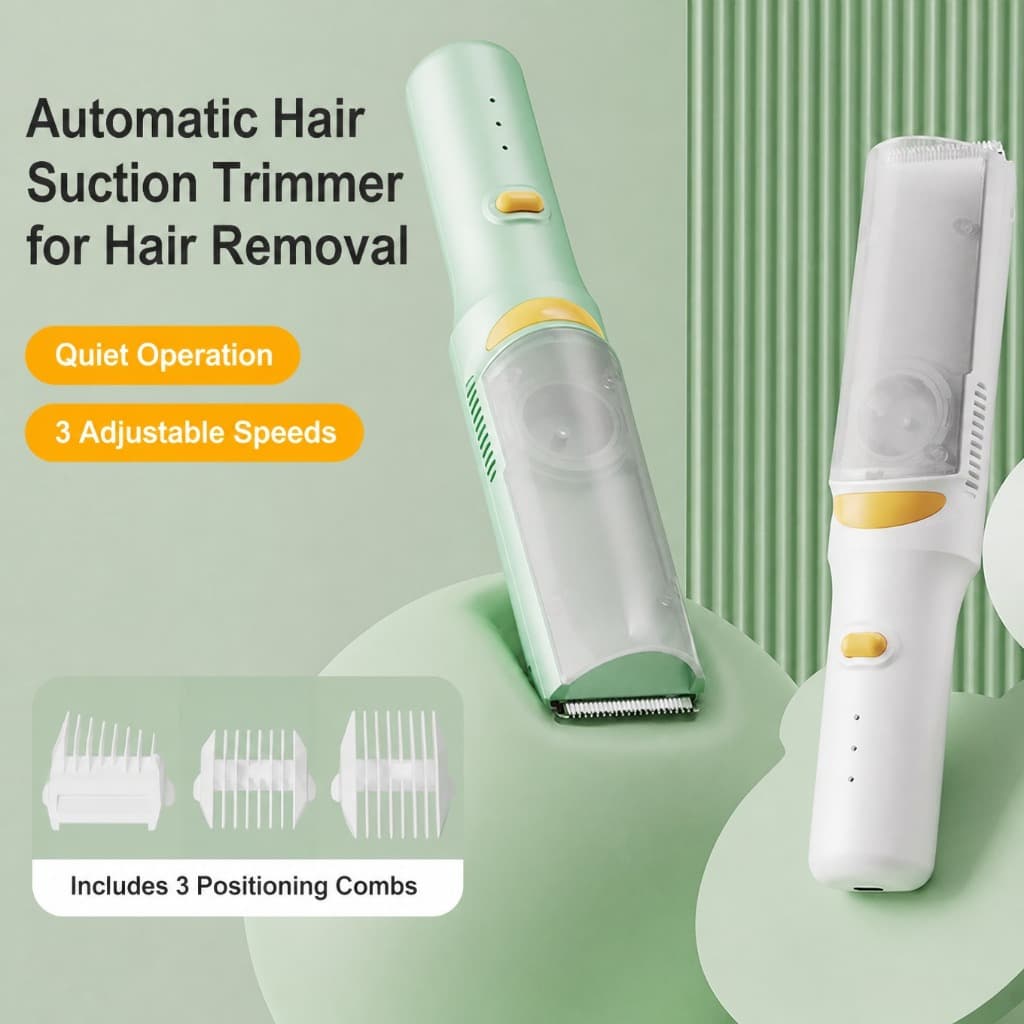 Máquina De Cortar Cabelo Para Bebê A Vácuo Sem Fio-Aparador De Sucção Silencioso Crianças , 3 Velocidades Ajustáveis E P