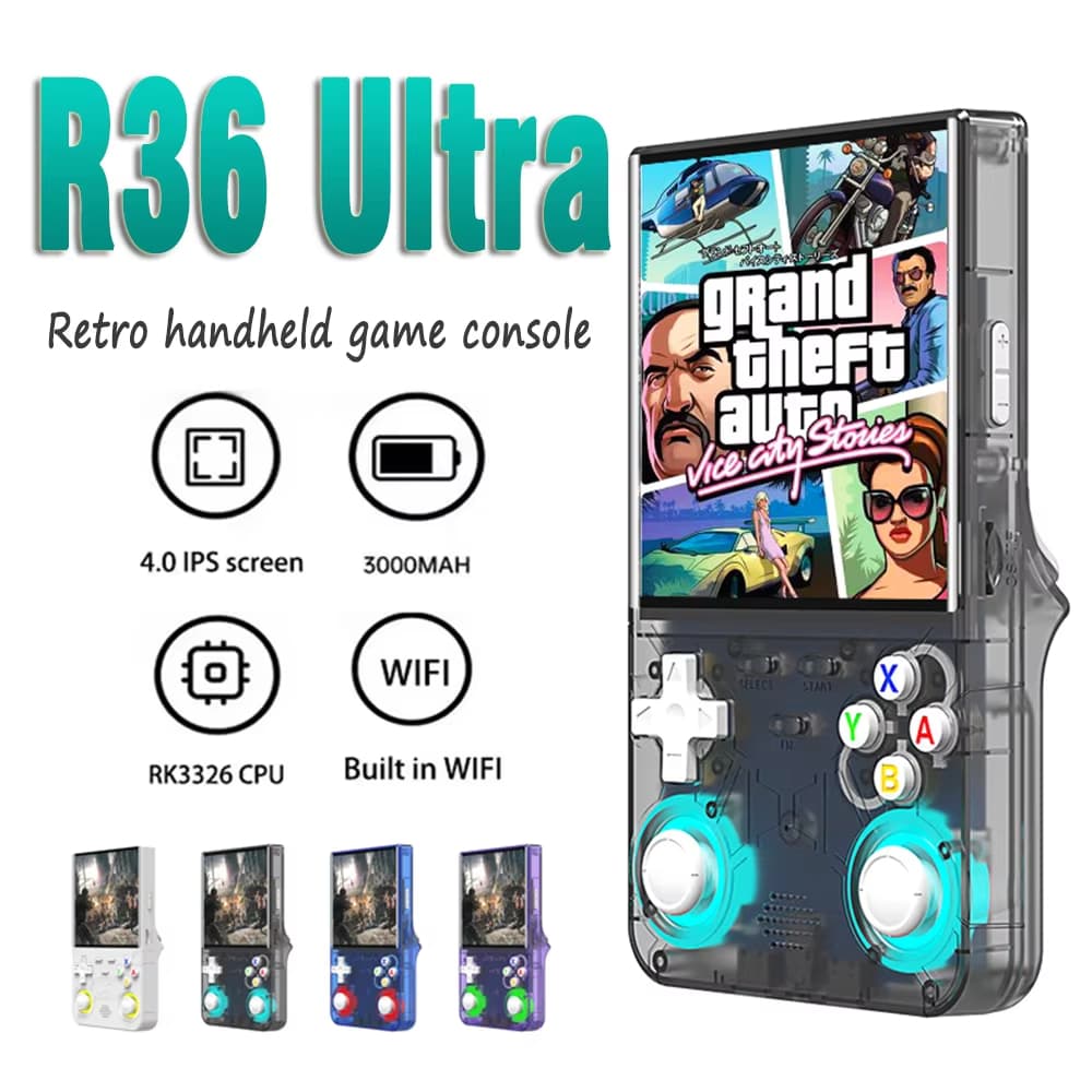 console De Jogos Portátil R36 ULTRA Sistema De Código Aberto Linux HD4 Polegadas Tela IPS De Alta Definição Reprodutor D
