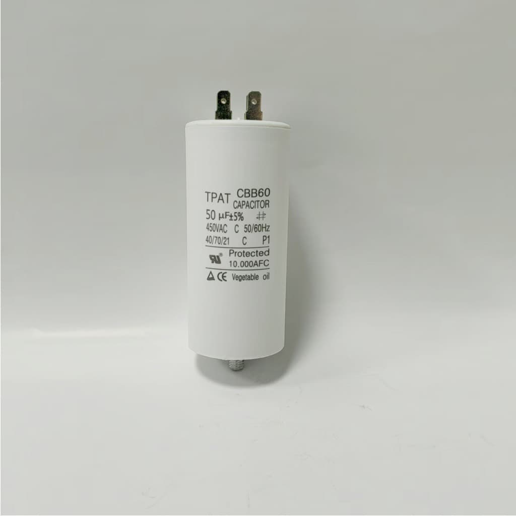 Capacitor de funcionamento do Motor CA CBB60 50UF 50 x 100mm