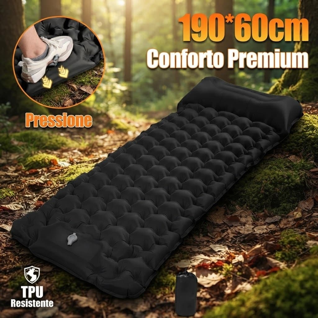 Colchão Automático Inflável Portátil Solteiro 190 cm Com Travesseiro Acampamento Camping Viagem Impermeável