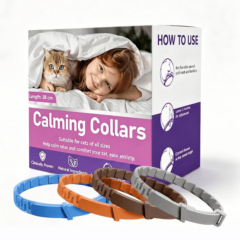 Pacote De 4 Coleiras Calmantes Para Gatos Com Feromônios , Ajustáveis , Até 8 Meses De Proteção , Alivia O Estresse E A