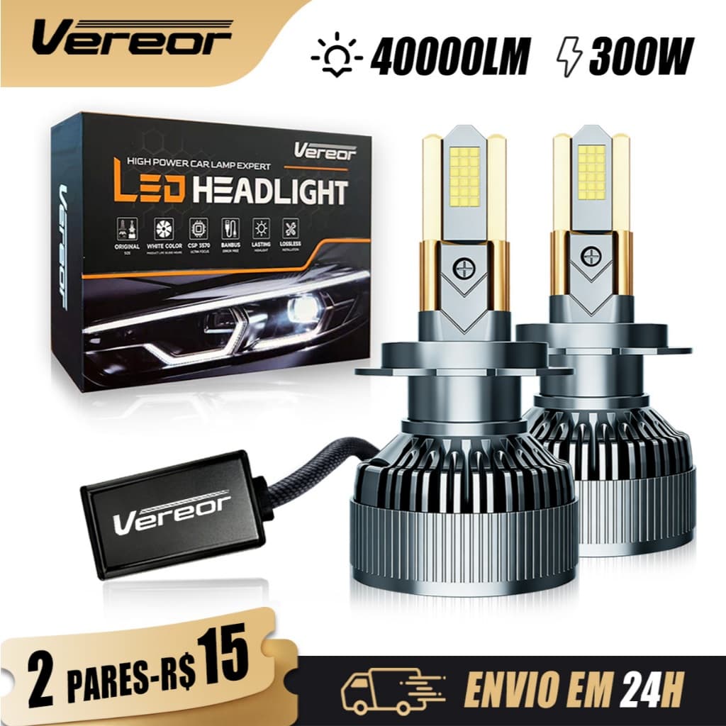 Lâmpada LED M60 Carro e Caminhão 300W 40000LM 6000K Ultra Branca Para H1/H3/H4/H7/H8/H9/H11/9005/HB3/9006/HB4